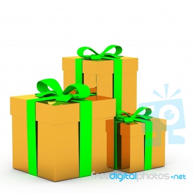 3d Gift Box And Ribbon Stock Image