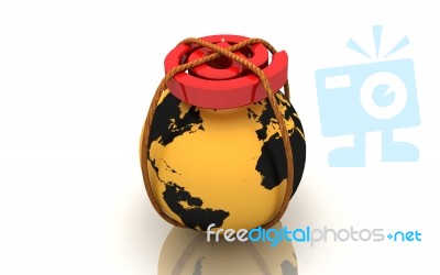 3d Globe And Business Symbol  Stock Image