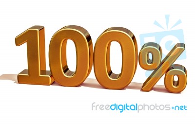 3d Gold 100 Hundred Percent Discount Sign Stock Image