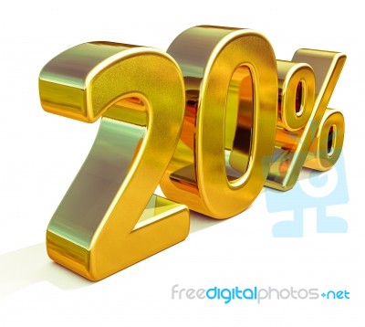 3d Gold 20 Twenty Percent Discount Sign Stock Image