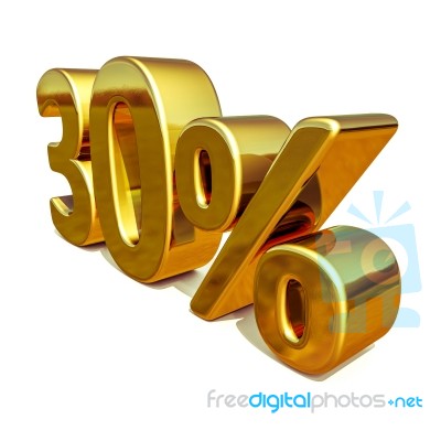 3d Gold 30 Thirty Percent Discount Sign Stock Image