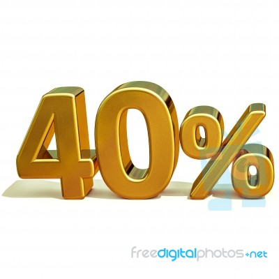 3d Gold 40 Forty Percent Discount Sign Stock Image