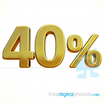 3d Gold 40 Forty Percent Discount Sign Stock Image