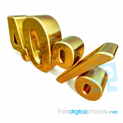 3d Gold 40 Forty Percent Discount Sign Stock Image
