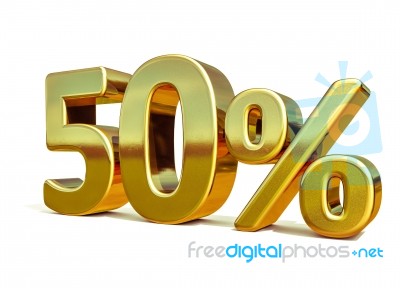 3d Gold 50 Percent Sign Stock Image