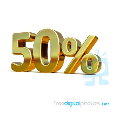 3d Gold 50 Percent Sign Stock Image
