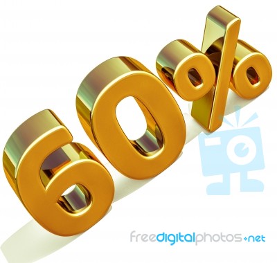 3d Gold 60 Sixty Percent Discount Sign Stock Image