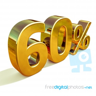 3d Gold 60 Sixty Percent Discount Sign Stock Image