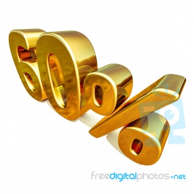3d Gold 60 Sixty Percent Discount Sign Stock Image