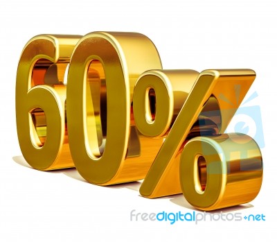 3d Gold 60 Sixty Percent Discount Sign Stock Image