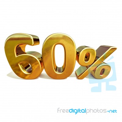 3d Gold 60 Sixty Percent Discount Sign Stock Image