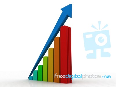 3d Growing Business Graph Stock Image