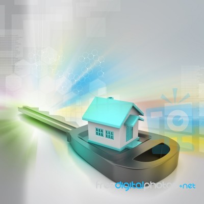 3d Home With Key Stock Image