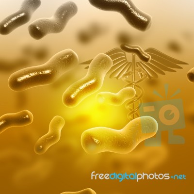 3d Illustration Close Up Of  Microscopic  Bacteria Stock Image