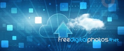 3d Illustration Cloud Uploading  Arrow Stock Image