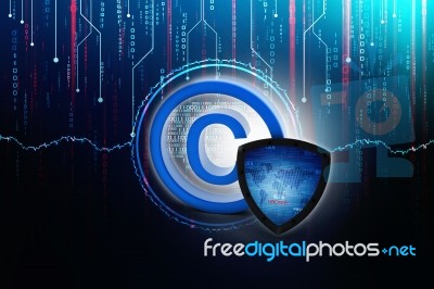 3d Illustration Copyright Symbol Concept With Shield Stock Image