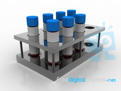 3d Illustration Covid 19 Blood Testing With Sample Bottle Stock Image