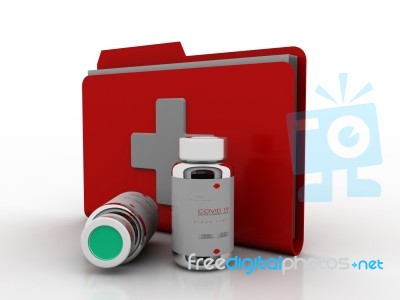 3d Illustration Covid 19 Blood Testing With Sample Bottle Stock Image