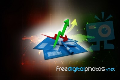 3d Illustration Inflation And Deflation Graph Stock Image