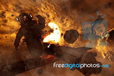 3d Illustration Of An Astronauts In Asteroid Field,scifi Fiction… Stock Image