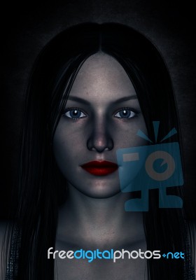 3d Illustration Of Beautiful Woman In The Dark Stock Image