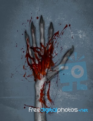 3d Illustration Of Hand Of Evil With Blood Stock Image