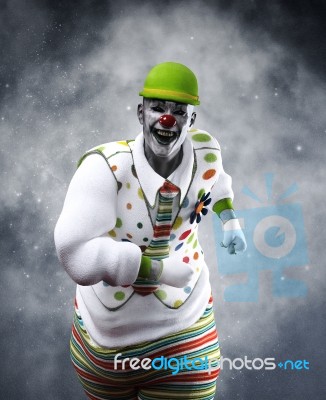 3d Illustration Of Scary Clown,mixed Media Stock Image