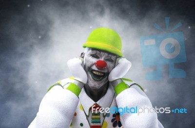 3d Illustration Of Scary Clown,mixed Media Stock Image