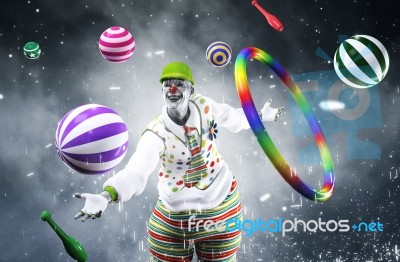 3d Illustration Of Scary Clown,mixed Media Stock Image