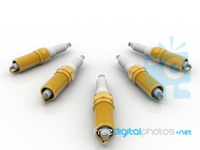 3d Illustration Of Spark Plugs Stock Image