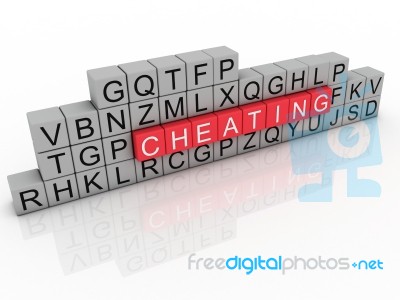 3d Illustration Of Word Cheating Using Alphabet Cubes Stock Image