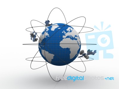 3d Illustration Space Satellite Orbit Stock Image