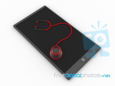 3d Illustration Tablet Pc With Stethoscope  Stock Image