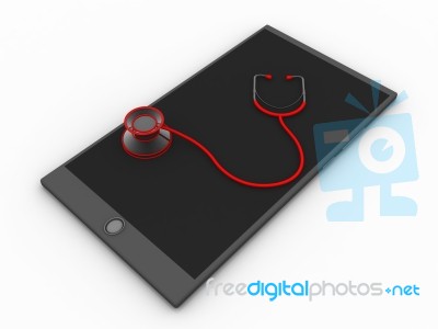 3d Illustration Tablet Pc With Stethoscope  Stock Image