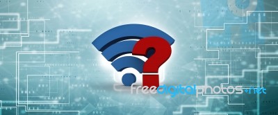3d Illustration Wifi Symbol With Question Mark Stock Image