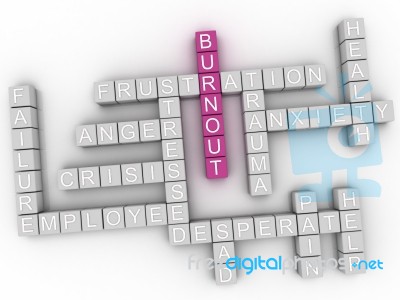 3d Image Burnout Issues Concept Word Cloud Background Stock Image