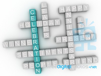 3d Image Celebration Word Cloud Concept Stock Image