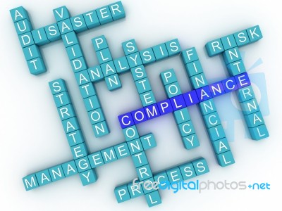 3d Image Compliance Concept Word Cloud Background Stock Image
