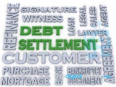 3d Image Debt Settlement  Issues Concept Word Cloud Background Stock Image