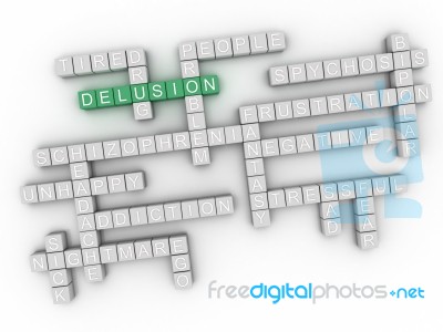 3d Image Delusion Issues Concept Word Cloud Background Stock Image