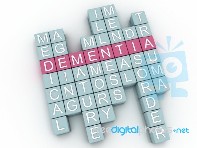 3d Image Dementia Issues Concept Word Cloud Background Stock Image