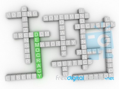 3d Image Democracy Issues Concept Word Cloud Background Stock Image