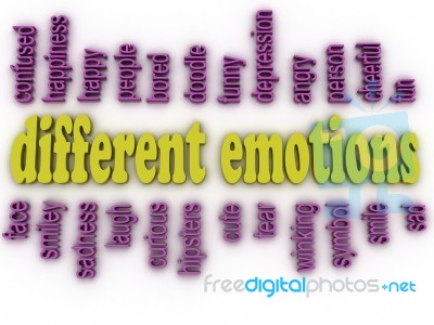 3d Image Different Emotions Concept Word Cloud Background Stock Image