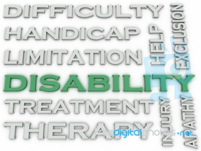 3d Image Disability Issues Concept Word Cloud Background Stock Image