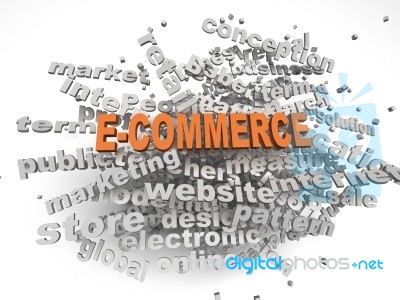 3d Image E-commerce  Issues Concept Word Cloud Background Stock Image