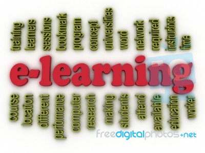 3d Image E-learning Concept Word Cloud Background Stock Image