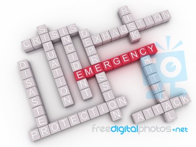 3d Image Emergency  Issues Concept Word Cloud Background Stock Image