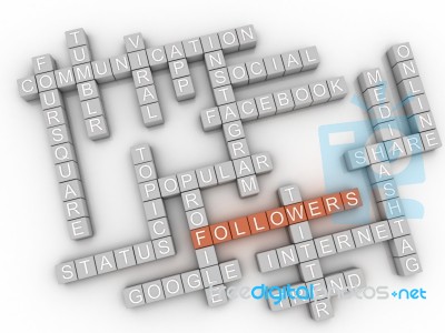 3d Image Followers  Issues Concept Word Cloud Background Stock Image