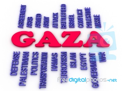 3d Image Gaza Concept Word Cloud Background Stock Image