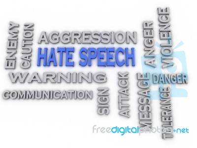 3d Image Hate Speech Issues Concept Word Cloud Background Stock Image